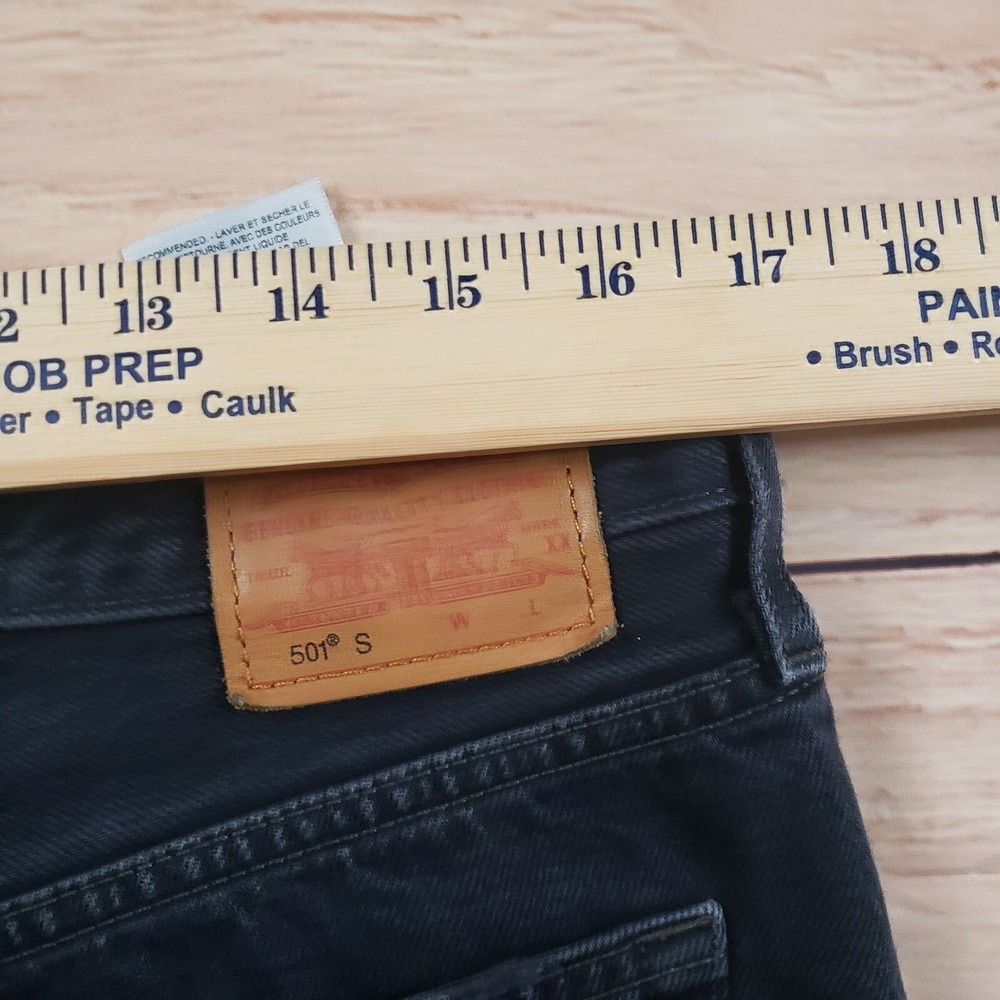 Levis 501 S Jeans Women 32x28 Black Skinny Premium‎ High Rise Denim Diestressed - Picture 7 of 13